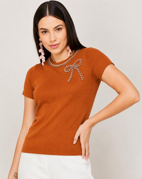 Básica manga corta modal con strass