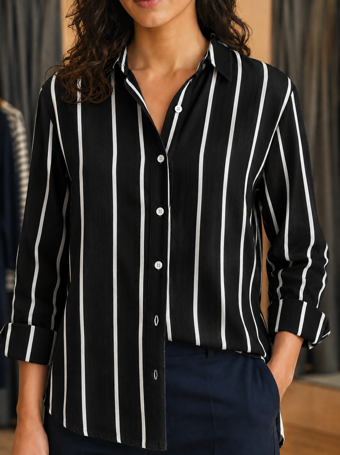 Camisa a rayas plus size