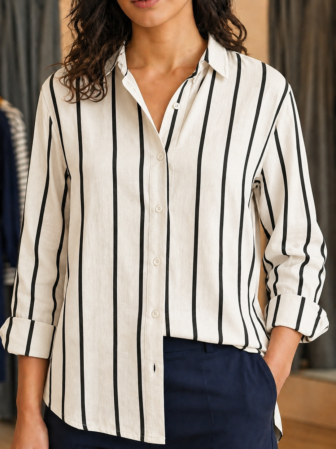 Camisa a rayas plus size