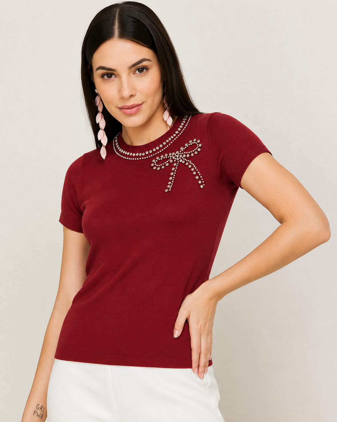 Básica manga corta modal con strass
