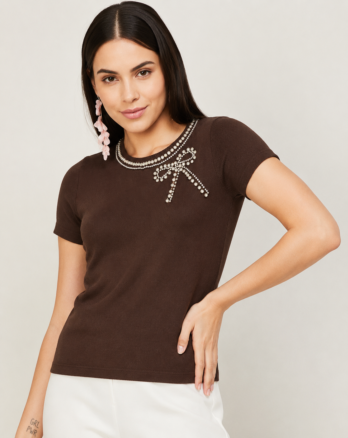Básica manga corta modal con strass