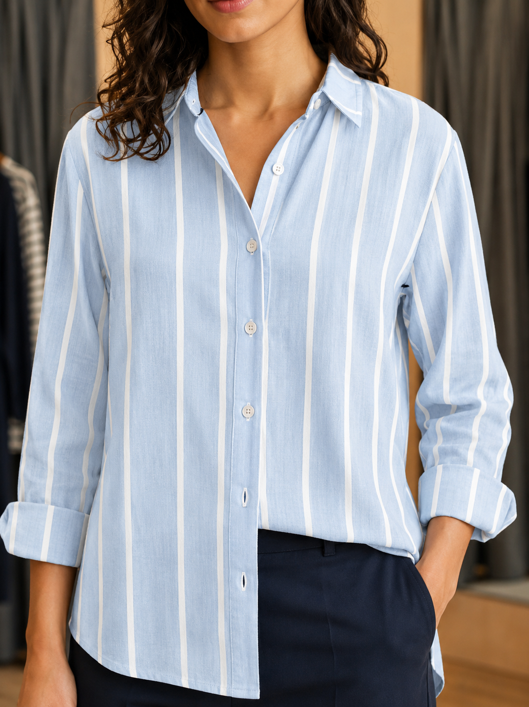 Camisa a rayas plus size