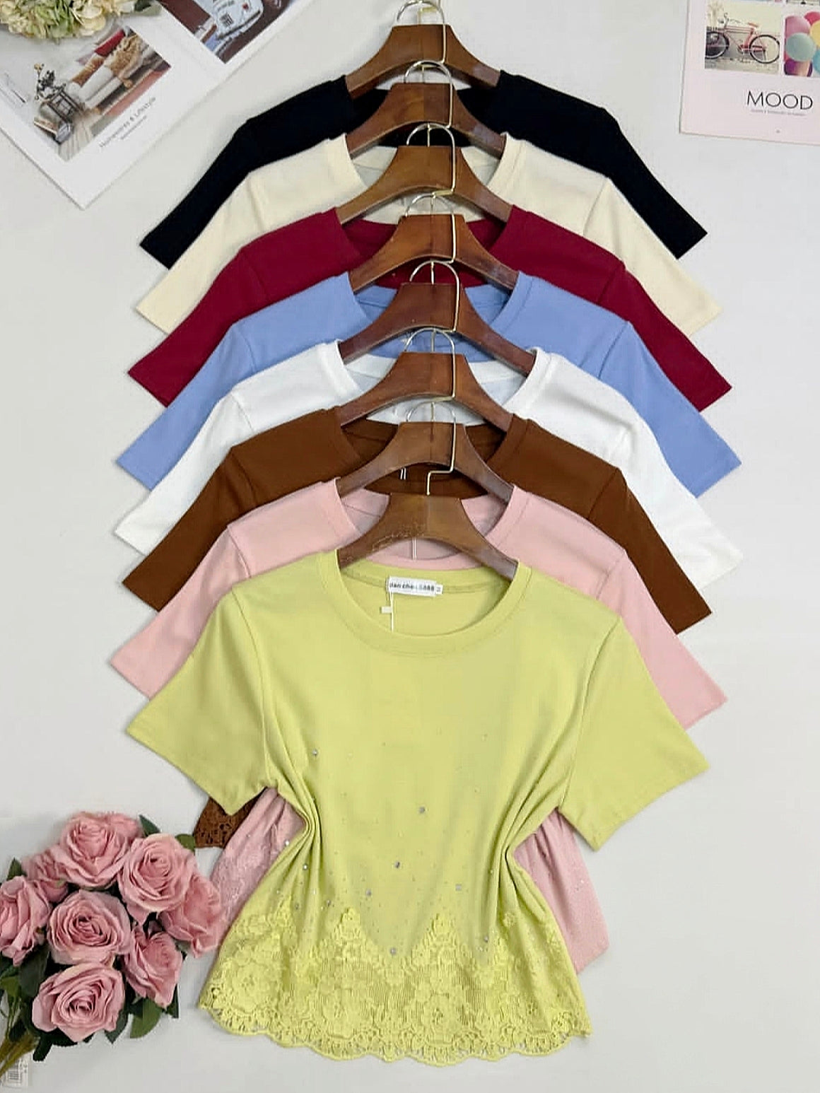 Polera Cropped broderie brillo